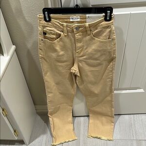 KanCan Beige Frayed Hem Jeans